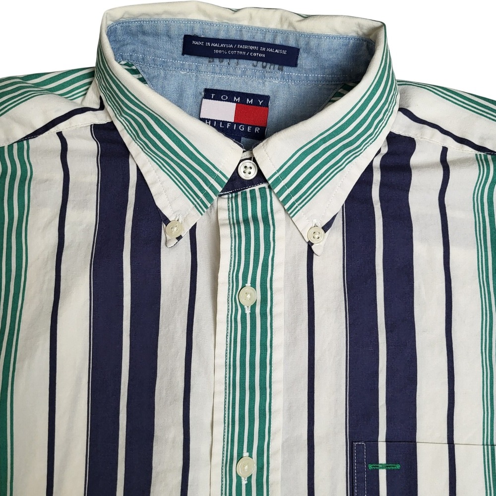 Tommy Hilfiger Medium Striped Button Down Shirt Long Sleeve Classic Casual Top